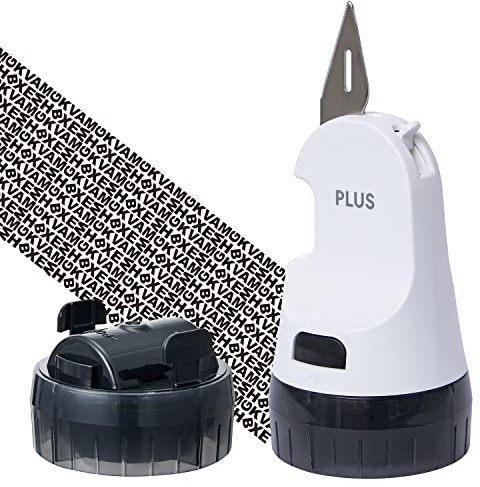 PLUS 40-915 Personal Information Protection Stamp Cutter Roller Keshipon Box Opener [Replacement] White IS-590CM 40-912 + Dedicated Ink Cartridge 1 Piece