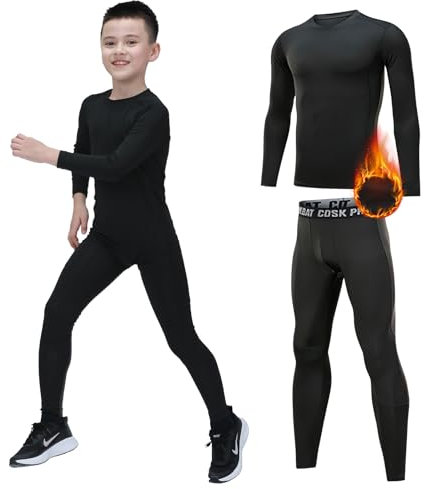 Leeboom Thermounterwäsche Kinder Fußball Thermohose Funktionswäsche Kinder Atmungsaktiv Skiunterwäsche Thermounterwäsche Sport Schnell Trockend Sportunterwäsche Fussball Unterwäsche
