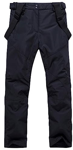 ALSOGO Herren Ski Bib Hose wasserdichte Winddichte Schneehose Outdoor Hose Snowboard Lätzchen mit Abnehmbarem Riemen Black,M