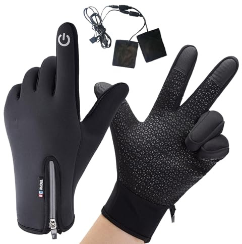 Guanti riscaldanti da pesca, guanti da sci riscaldati, guanti riscaldanti ricaricabili tramite USB, guanti da sci invernali comodi, guanti invernali da sci invernali per donne e uomini, per sci
