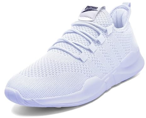 AZSDXS Men Running Trainers Lightweight Walking Shoes Fashion Breathable Jogging Athletic Sneakers Casual Breathable Gym Tennis Fitness Sport Outdoor Shoes White