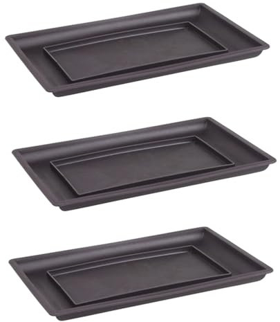 CwQisjk 3 Pcs Bonsai Plastic Flower Pot Water Drip Trays Rectangle Trays for Indoor Outdoor Bonsai Plants Lightweight Design Perfect for Preventing Water Damage and Enhancing Plant Growth
