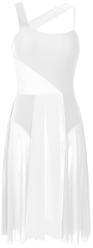 RUNQHUI - Vestido de baile contemporáneo para mujer, leotardo, vestido de baile clásico, ballet, traje de baile latino jazz, blanco, S