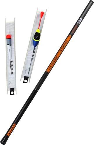 Stipprute Stippangel Set Teleskoprute aus Glasfaser mit 2 Fertigangel-Montagen, Länge:3 m