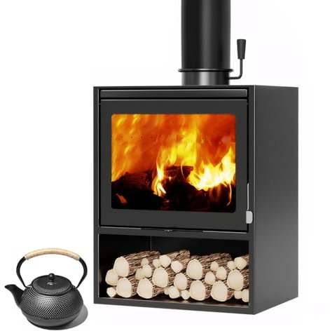 Stufa a legna con mattoni refrattari, stufa a legna con pietra refrattaria con finestra per camino, fornello moderno multifunzionale per il riscaldamento del soggiorno