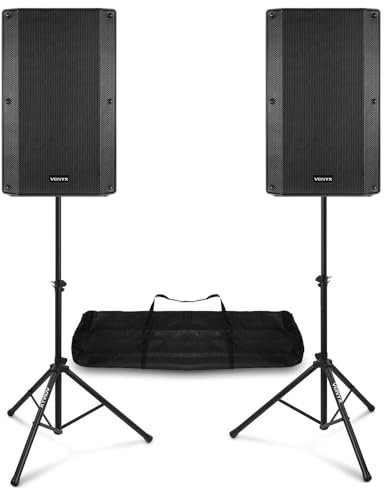 Vonyx Altavoces DJ 1000W – Bluetooth, Soportes, Bolsa de Transporte, Rango 35 Hz - 18 kHz, Entradas XLR/RCA, Micrófonos, Ruedas y Asas para Fácil Transporte – Sonido Profesional y Potente