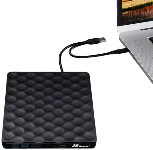 SJACXANM Lecteur CD/DVD Externe pour PC avec USB 3.0 Type-C Graveur CD/DVD±RW, Lecteur/Graveur DVD Rom, Compatible avec Ordinateurs Portables, Bureau, Mac, Windows/Mac Os (Ultra Mince)
