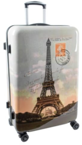 Bowatex Reisekoffer Paris Hartschalentrolley Eifelturm Groß 4 Rollen Trolley