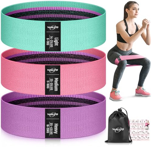WALITO Resistance Bands for Working Out, Fabric Exercise Bands for Legs and Butt, Workout Bands for Women and Men, Booty Band for Yoga Starter Set, Pilates, Rehab, Fitness and Home Workout