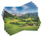 ABAKUHAUS Natur Platzmatten, Alpen Im Frühjahr Saison Mit Frischem Gras Himmel Majestic Mountains Bild Künstlerisch, Waschbare Stoff Esszimmer Küche Tischdekorations Digitaldruck, Grün Blau