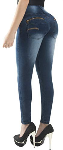 Fiorella Shapewear Butt Lifter Women Jeans High Rise Waist Push Up Levanta Cola Pantalones Colombianos 504DB Dark Blue Size 11 USA / 16 COL