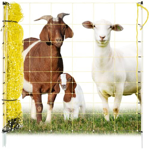Premier 1 Portable Electric Goat & Sheep Net Fence with Built-in Posts | Yellow – 42H x 164'L