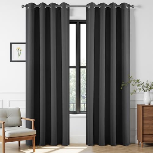 Joydeco Mörkläggningsgardiner 300 cm längd 2 paneluppsättningar, värmeisolerade långa gardiner och draperier 2 burg, julgardiner för vardagsrum sovrum fönster