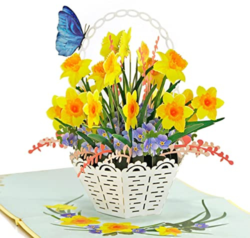 CUTPOPUP Yellow Daffodils Birthday Cards for Women, Mother's Day Card Pop Up, 3D Greeting Card for Wife Daughter Her Girl Sister (Yellow Daffodil) US8-32IT1515