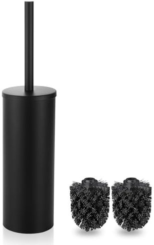 FIISAYL Escobillas de Baño Escobilla WC Escobillero Baño Toilet Brush Piacaba Casa de Banho con Mango y Base de Acero Inoxidable, Negro