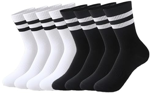 HAGOT 4 Paia di Calzini Sportivi Unisex in Cotone, Traspiranti, da Tennis, Ginnastica e Lavoro per Uomo e Donna