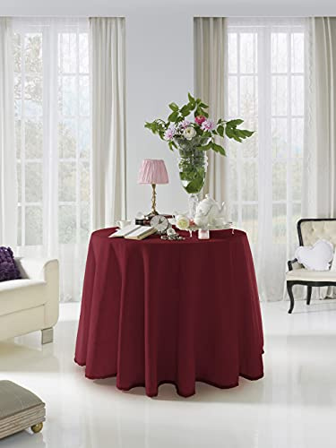 Acomoda Textil - Falda para Mesa Camilla Terciopelo, Redonda - Rectangular, Suave y Cálida de Invierno. (Redonda 100 cm, Granate)