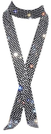 Wambere Matrosen Tanzkrawatte Halskette Strass Krawatte Halsketten Damen Krawatte Gürtelkrawatte Pulloverkette Taillenkette Glitzer Krawattengürtel Für Abschlussball Tägliches Tragen,Schwarz,90cm