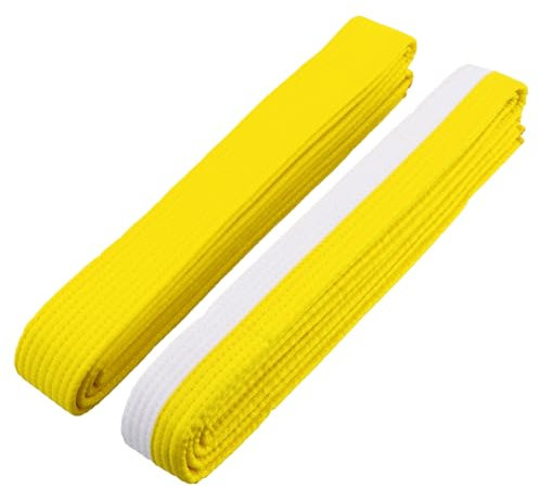 Daelesr 2 Stück Judo Karate Gürtel Belt, Taekwondo Gürtel Gelb, Judo Gürtel Weiß Gelb, Budogürtel, Kampfkunst Karate Judo Baumwolle Taekwondo Belts, Kampfsport Gürtel Kinder, 260cm, 4 cm Breit