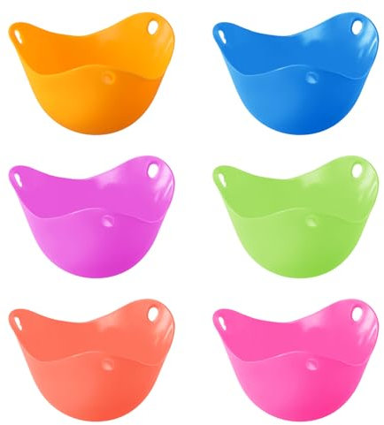 Lot de 6 Pocheuse à œufs en Silicone, Coquetiers Pochés en Silicone Réutilisables, Cuiseur à œuf Micro-onde, Ensemble de Fabricant D'oeufs pochés, Coquetiers pour Pocher les œufs pour Vapeur
