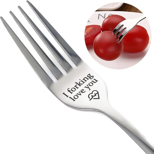 DILUSILK Engraved Fork - 'I Forking Love You', Stainless Steel, 1pc, Fork, 21cm (8.27in) Length