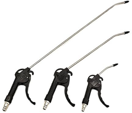 WWHJR Lot de 3 pistolets à air comprimé coudés en acier inoxydable pour compresseur, souffleurs pneumatiques en fil de cuivre et plastique