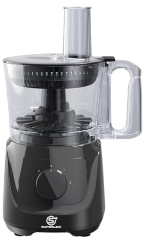 SUPERLEX Food Processor 6 in 1 Multifunctional Food Processor and Blender with 2 Speeds Pulse 2L Mixing Bowl 1.5L Jug 800W Large Capacity for Slicing Shredding Kneading Juicing Dishwasher Safe Parts