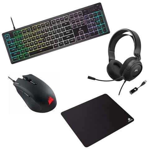 Corsair Teclado K55 Core + Harley RGB Pro Mouse + HS35 v2 Surround Auriculares + MM100 Mousepad Bundle Gaming