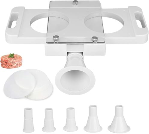Pressa per Hamburger, Hamburger Pressing Maker con 50 Pcs Carta Oleata e 5 Tubi adattatori Macchina per Hamburger Automatica Macchina per la spremitrice dell'hamburger Smash Burger Press