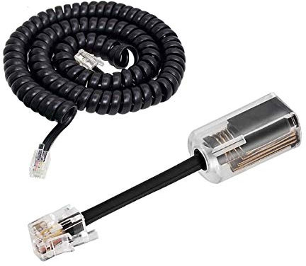 SHONCO Telefonkabel, Schwarzes Telefonhörer-Kabel 10 Ft Abgewickelt/1,2 Ft Gewickelt und Schwarz Erweitert 360 ° Drehbares Telefonkabel Detangler Festnetz