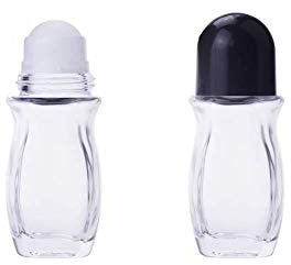 2 Pièces En Verre Rechargeables Déodorant Roll-on Bouteilles En Verre Rechargeables Roll on Bouteilles Déodorant Avec Roller Ball Cap Noir Pour Les Huiles Essentielles Aromathérapie (50 Ml)