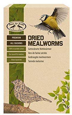 Esschert Design Comida para pájaros, gusanos de harina secos, 4 estaciones, 250 g, para todo el año
