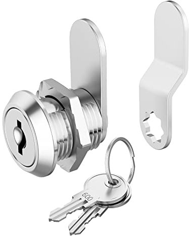 Hecfu 1 Pcs Cabinet Lock with Keys, 5/8 Cam Lock Keyed Alike, Secure Drawer Mailbox File Cabinet, RV Storage Locks Tool Box Locks Replacement, Zinc Alloy