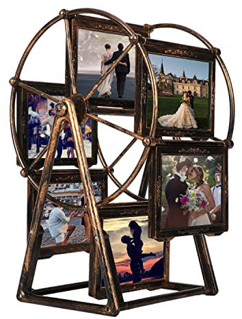 aleawol 12 foto ruota panoramica, set di cornici per foto in rilievo, cornice per foto vintage da 12,7 cm, per decorazioni domestiche, matrimoni, regali di Natale e compleanno (bronzato-smontato)