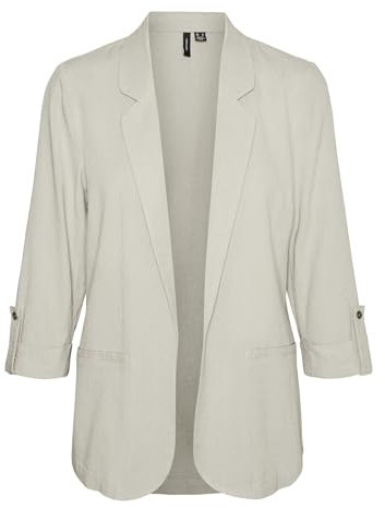 VERO MODA Damen Legeres Blazer Jackett mit Dreiviertel Arm Leichter Sakko Eleganter Business Shacket, Farben:Beige-2, Größe:XS