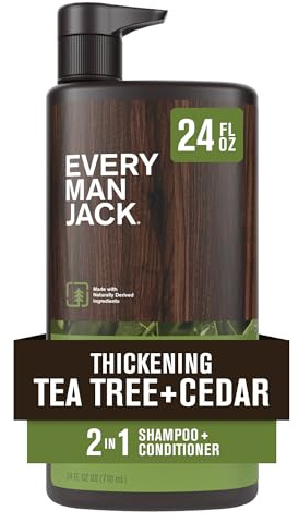 Every Man Jack 2-in-1 Men's Thickening Tea Tree Shampoo + Conditioner - Moisturizing, Volumizing - Free of Parabens, Phthalates & Dyes - 24oz - 1 Bottle