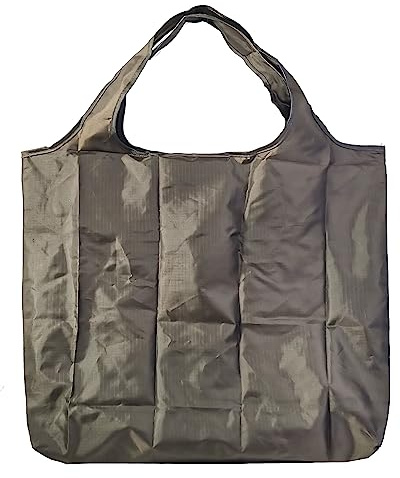 Lin's Liliana stor vikbar väska 43 x 66 cm, återanvändbar shoppingväska lätt handväska snabbtorkande slitstark för shopping resa utflykt, Mörkbrun, 43x66cm