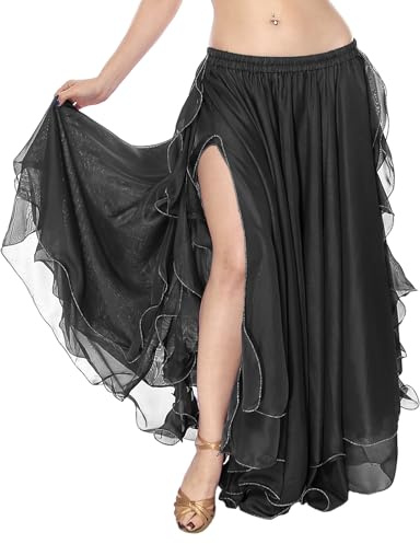 RUIXIA Jupe de Danse du Ventre Jupe Longue Danse Orientale en Mousseline de Soie Robe de Danse Orientale Costume Performance Costume Danseuse du Ventre