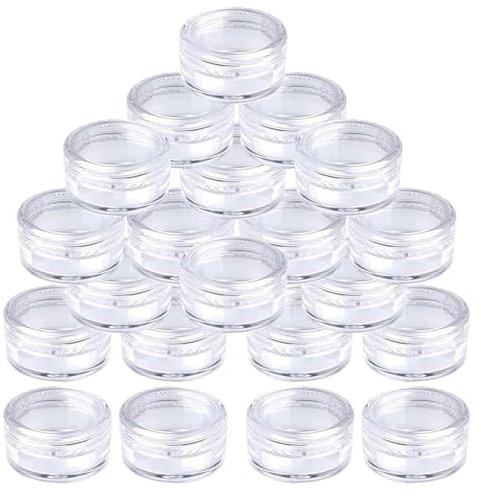 Contenitori Cosmetici,24 Pcs Contenitori Cosmetici set di Barattoli di Plastica Trasparente,3ml/3g,Vasetti Plastica,Contenitori da Viaggio Trasparenti per Cosmetici,per Crema Balsamo Labbra Campione