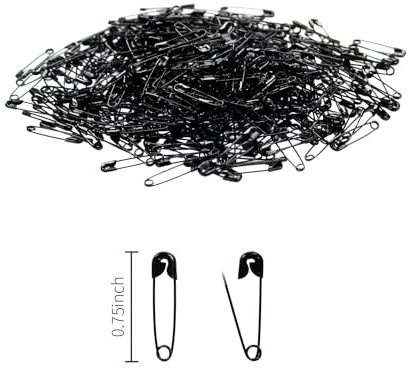 DBOO 100 Safety Pins BLACK 18mm Small Tiny Mini Pins Metal Sewing Art Craft Size Tiny Tag Dress Pin (Black)