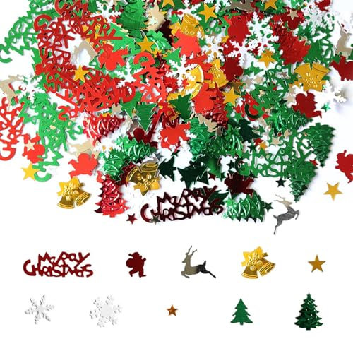 VIKY® Streudeko Weihnachten Konfetti,Tischdeko Weihnachten Merry Christmas Decorations,Schneeflocken Deko Weihnachtskonfetti,Weihnachten Dekoration Confetti,DIY Handwerk Basteln für Weihnachten Deko