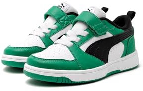 PUMA Unisex Kinder Rebound V6 Lo Ac+ Ps Sneaker, Puma White Puma Black Archive Green, 35 EU