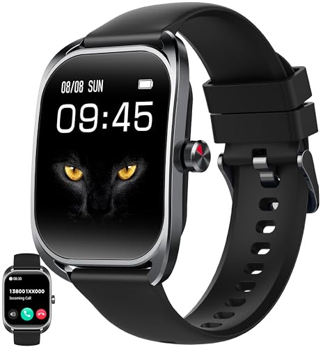 2,01 tum AMOLED smart klocka för män och kvinnor med Bluetooth-samtal, Smartwatch kompatibel Samsung Huawei Xiaomi Android iOS stegräknare GPS delad klocka 123 sportklocka pulsmätare (svart)