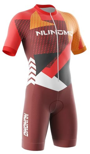 Herren Pro Fahrrad Skinsuit Kurzarm,Herren Pro Trisuit Kurzarm Triathlonanzug für Ironman＋Wettkampfprofi gepolstert,Triathlon Einteiler Kurz - Run Triathlon-Anzug für Herren (Type-1,M)