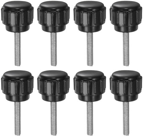 QUARKZMAN 8 Piezas de Perillas de Sujeción Moleteadas M3 x 16 mm Métricas de Acero al Carbono con Rosca Macho Tornillo de Pulgar Tipo Tornillo de Mano Roscadode 14 mms Negras
