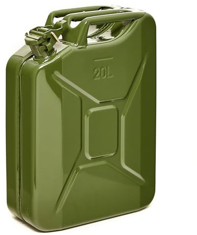 BW® Kraftstoffkanister Metall Benzinkanister 20 Liter - Olivgrün - RAL 6003 - TÜV-geprüft und UN-Zulassung - Made in Europe