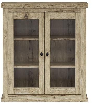 Teamson Home Donovan Removable Two-Door Wall Cabinet with Adjustable Shelves, Light Oak