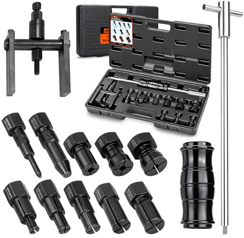 MateAuto 12pcs Motorcycle Blind Hole Collet Bearing Puller Set, Internal Bearing Extractor Puller Kit Slide Hammer Bearing Puller with Expandable Collets 8-32mm Inner Bearing Remover Tool (12-Piece)