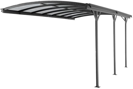 Vente-unique - Extension pour carport pergola autoportant en Aluminium - 1 Voiture - L505 x H239 cm - 15,15 m² - Gris Anthracite - BARESA