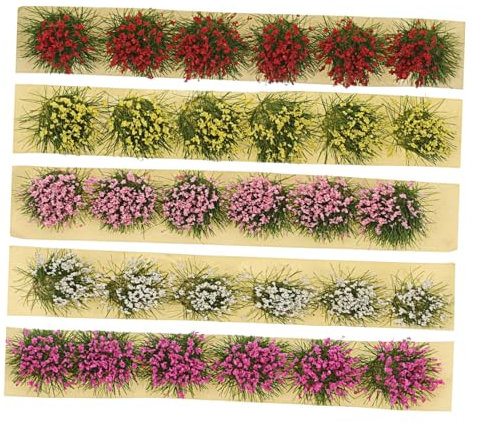 DECHOUS 5 Ensembles grappe de Fleurs de Maison de poupée décor Miniature Plantes décoratives Maison de poupée Micro Paysage modèle de scène Miniature de Maison de poupée Plastique